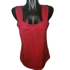 Champagne Red Sleeveless Top With Sequin Detailing M